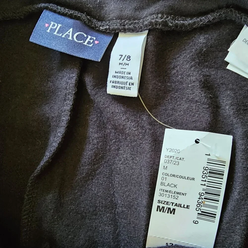 Nwt Children's  Place Girls Sequined Striped black Leggings sz 7/8